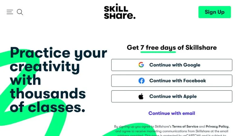 Skillshare Platform Screenshot