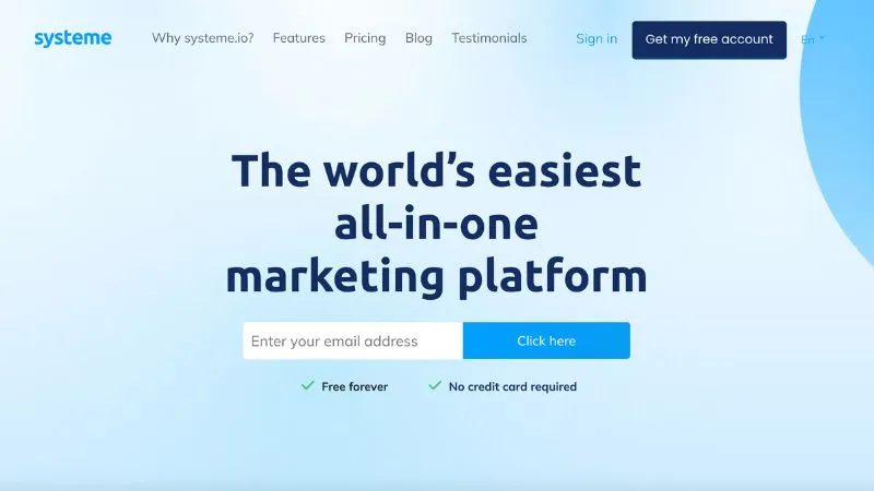 Systeme.io Platform Screenshot